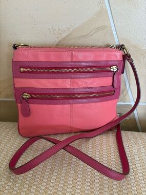 Coach Coral and Berry Leather Crossbody